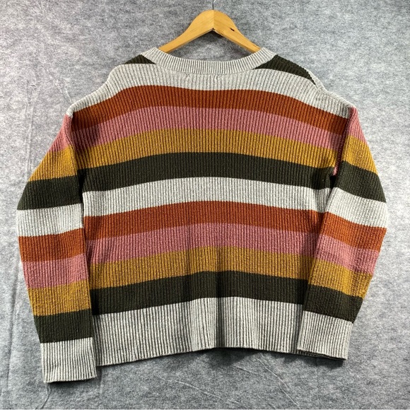 Madewell Womens Multicolor Striped Long Sleeve 2 Front Pocket Sweater Size M - Picture 2 of 9